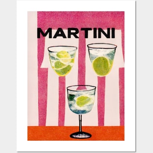 Martini Cocktail Retro Poster 1990s Stripes Bar Prints, Vintage Drinks, Recipe, Wall Art Posters and Art